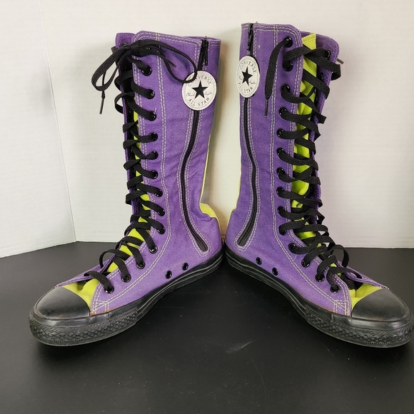Rare! Converse Chuck Taylor Shin / Knee High Boots Sz 3.5 Youth Purple - Picture 5 of 16